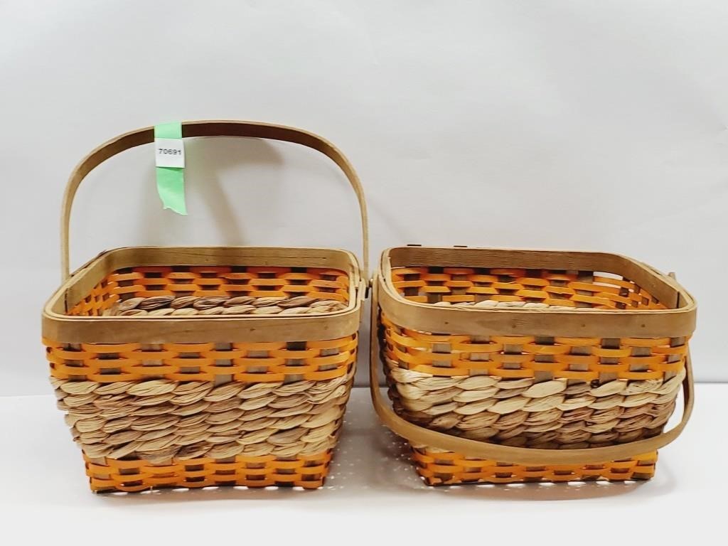 Set of 2 Baskets With Handles 10" x 10" x 6"