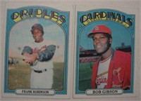 Two 1972 Topps Baltimore Orioles baseball cards: