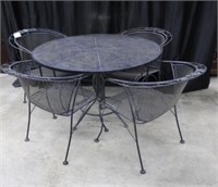 ROUND METAL PATIO TABLE WITH 4 CHAIRS