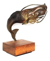 Humpbock Whale & Squid Bronze