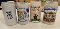 (4) CROCK BEER MUGS