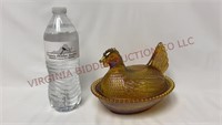 Vintage Indiana Carnival Glass Hen on Nest