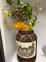 RUSTIC JAR WITH ARTIFICIAL FLOWERS k