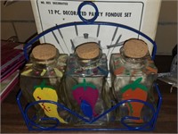 Wire Basket W/ Pepper Glass Jars