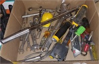 Box Lot Of Tools Wrenches Screwdrivers Ratchets