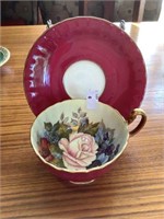 Aynsley signed Bailey floral cup & saucer