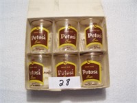 Set of 6 Good Old Potosi Barrel Glasses w/Gold Rim