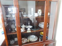Contents of China Cabinet-Cordial Glasses, Vases,