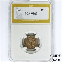 1863 Indian Head Cent PGA MS63