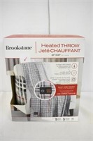 BROOKSTONE GREY PLAID HEATED THROW