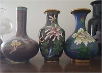 (3) Metal Japense Vases