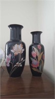 (2) Black Japanese Vases