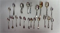 Sterling silver collector spoons & fork &