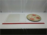 Decorative Lazy Susan and two glass cutting boards