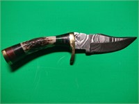 Damascus Stag Handled Knife