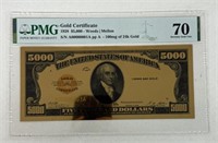 1928 $5,000 24K GOLD CERTIFICATE BILL NOTE