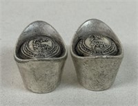 (2) CHINESE QING DYNASTY SILVER BOAT MONEY INGOTS