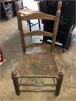 19th C. Oak Ladderback Chair w/ Rawhide Seat