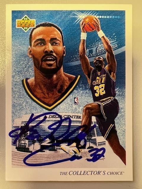 Jazz Karl Malone Signed Card with COA