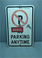 Metal no parking anytime sign