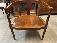 ROSEWOOD CARVED BARREL BACK CHAIR