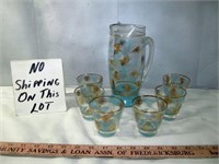 Mid Century Glass Juice Set - Pitcher & Glasses