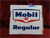 12"x13.75" Mobil Regular gas oil sign porcelain.
