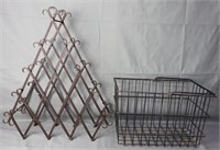 Vintage Wine Rack Storage & Basket