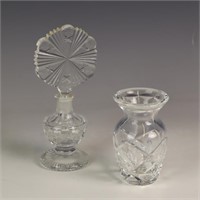 Waterford Crystal mini vase and a cut crystal perf