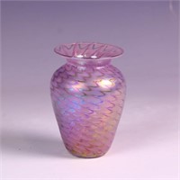 NWS Glass â€˜92 signed iridescent art glass flared