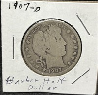 1907 D BARBER HALF DOLLAR
