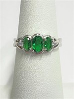 .925 Silver Emerald Ring Sz 6   R