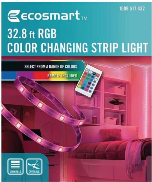 32.8 ft. RGB LED Strip Light with Remote Control