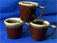 3 Mccoy Brown Drip Glazed Coffee Cups