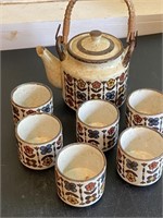 Stoneware Tea Pot And 6 Cups