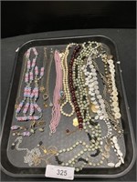 Vintage Tray Lot Costume Jewelry Necklaces.