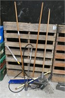 Lot of Assorted Garden Tools & Brooms