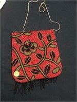 Beautiful Beaded Red & Black Handbag