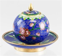 Chinese Cloisonne Bronze Jar and Plate