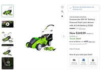 Fm8471 Greenworks 40V 16 Push Lawn Mower