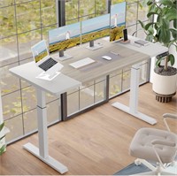 Height Adjustable Desk  63x30  White+Oak