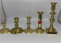 5 Baldwin brass candle sticks