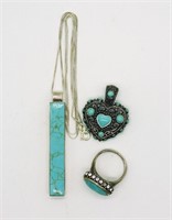 Sterling Turquoise Pendants & Ring