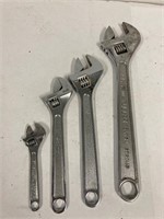 Crescent wrenches. 6”. 10”. 12”. 15”.