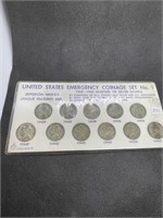 Rare US Emergency Silver WWII Nickel Complete Setl