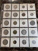RARE Sheet of 20 Coins from Greece/India/Italy-All