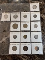 RARE Sheet of 14 Coins from Mexico/Malaysa-All