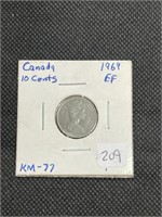 Nice 1969 Canada 10 Cents XF High Grade