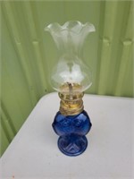 VTG SMALL BLUE GLASS FISH OIL LAMP