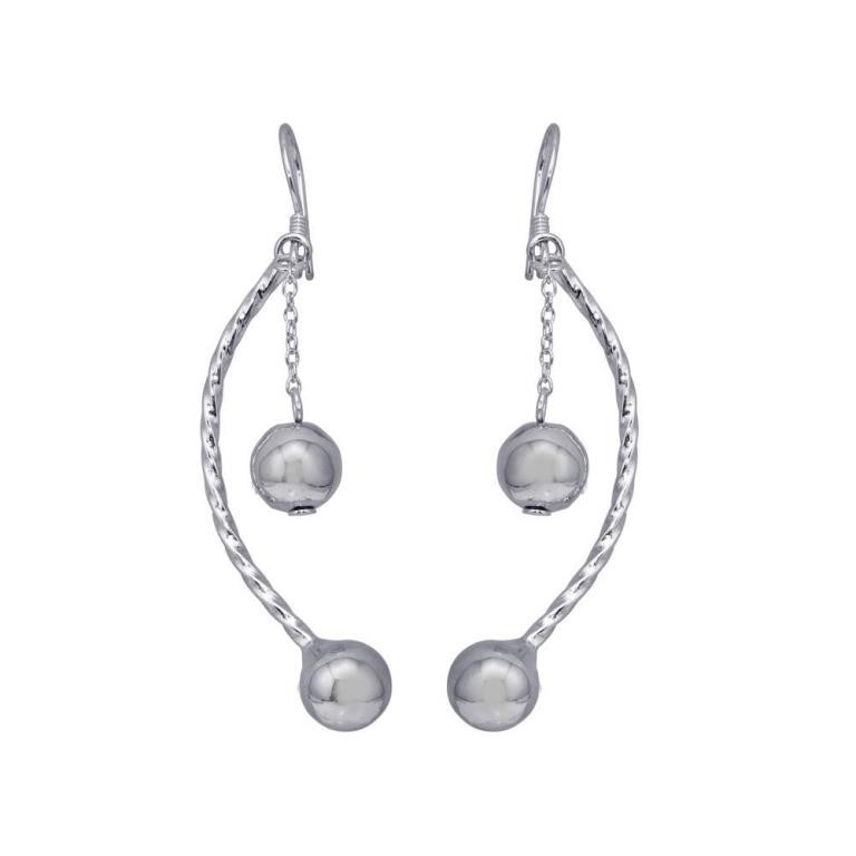 Sterling Silver Ball and Rope Dangle Earrings